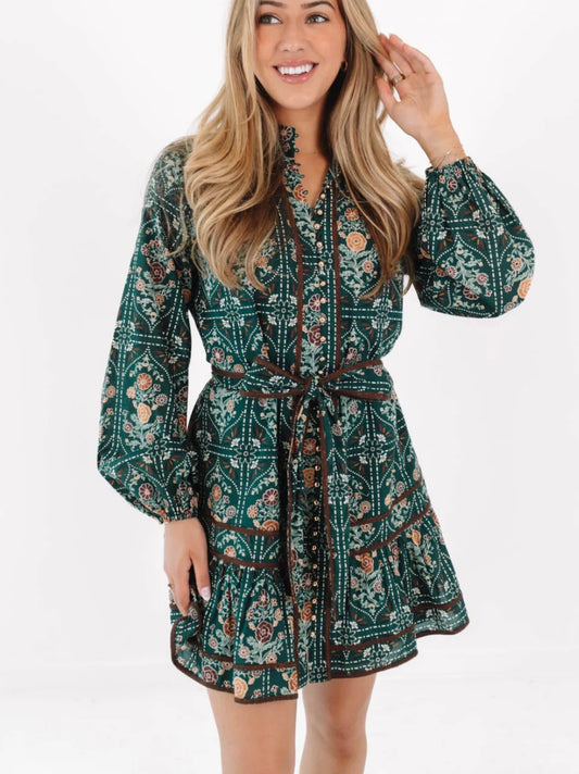 HAZEL LONG SLEEVE TIE DRESS