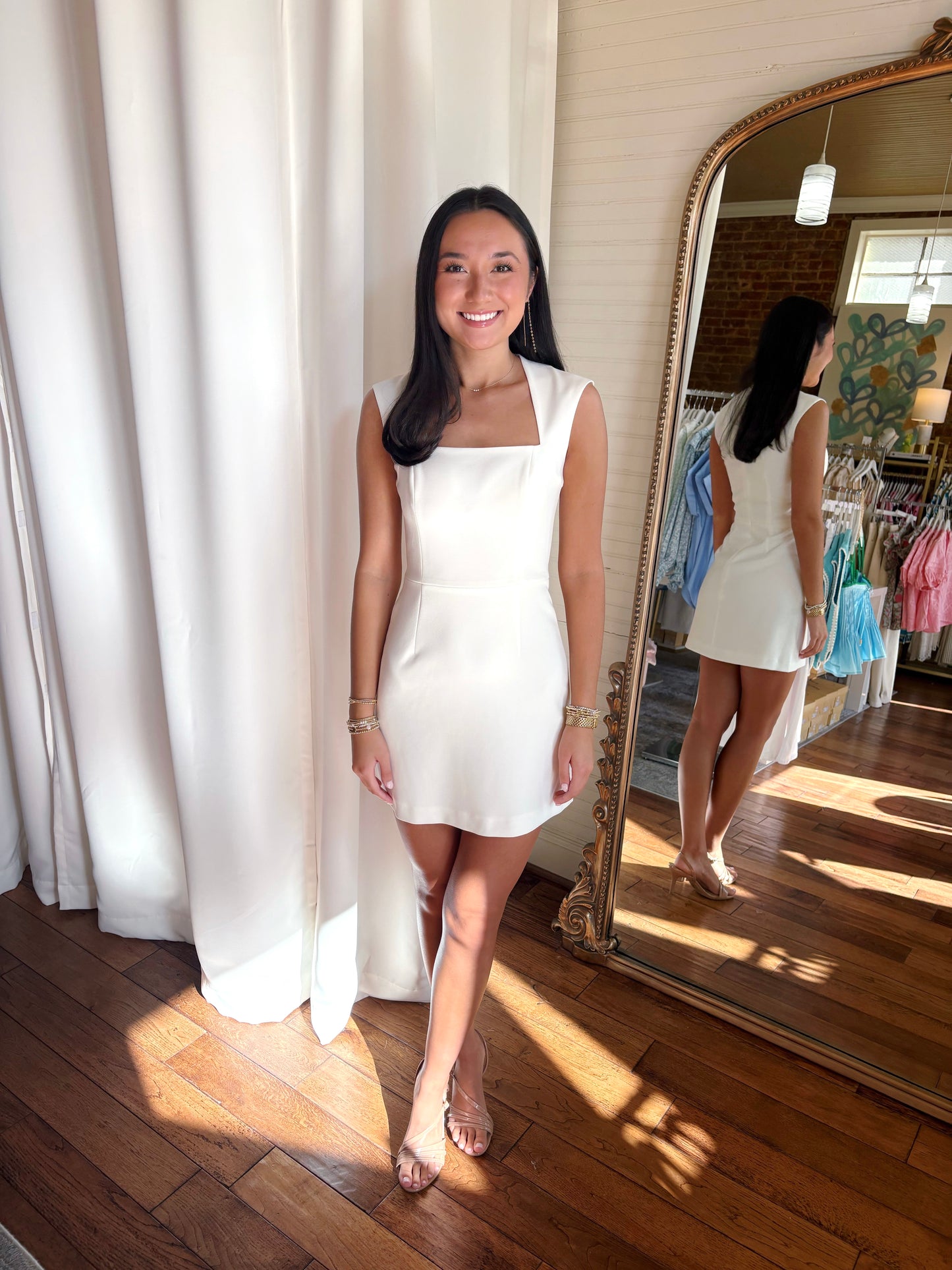 FRENCH CONNECTION WHISPER RUTH DRESS- SUMMER WHITE