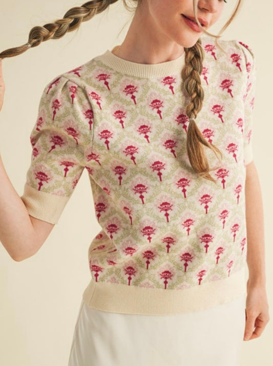 COOPER SWEATER TOP- CREAM/ROSE