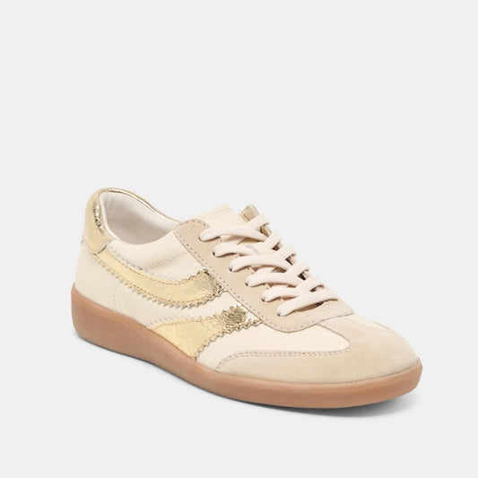 DOLCE VITA MERIT SNEAKERS- WHITE/GOLD LEATHER