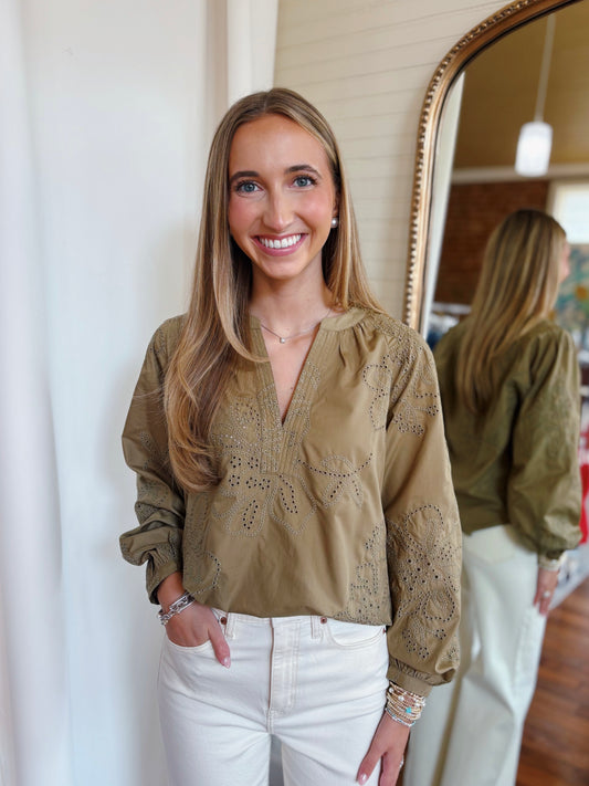 DAPHNE TOP- OLIVE GREEN
