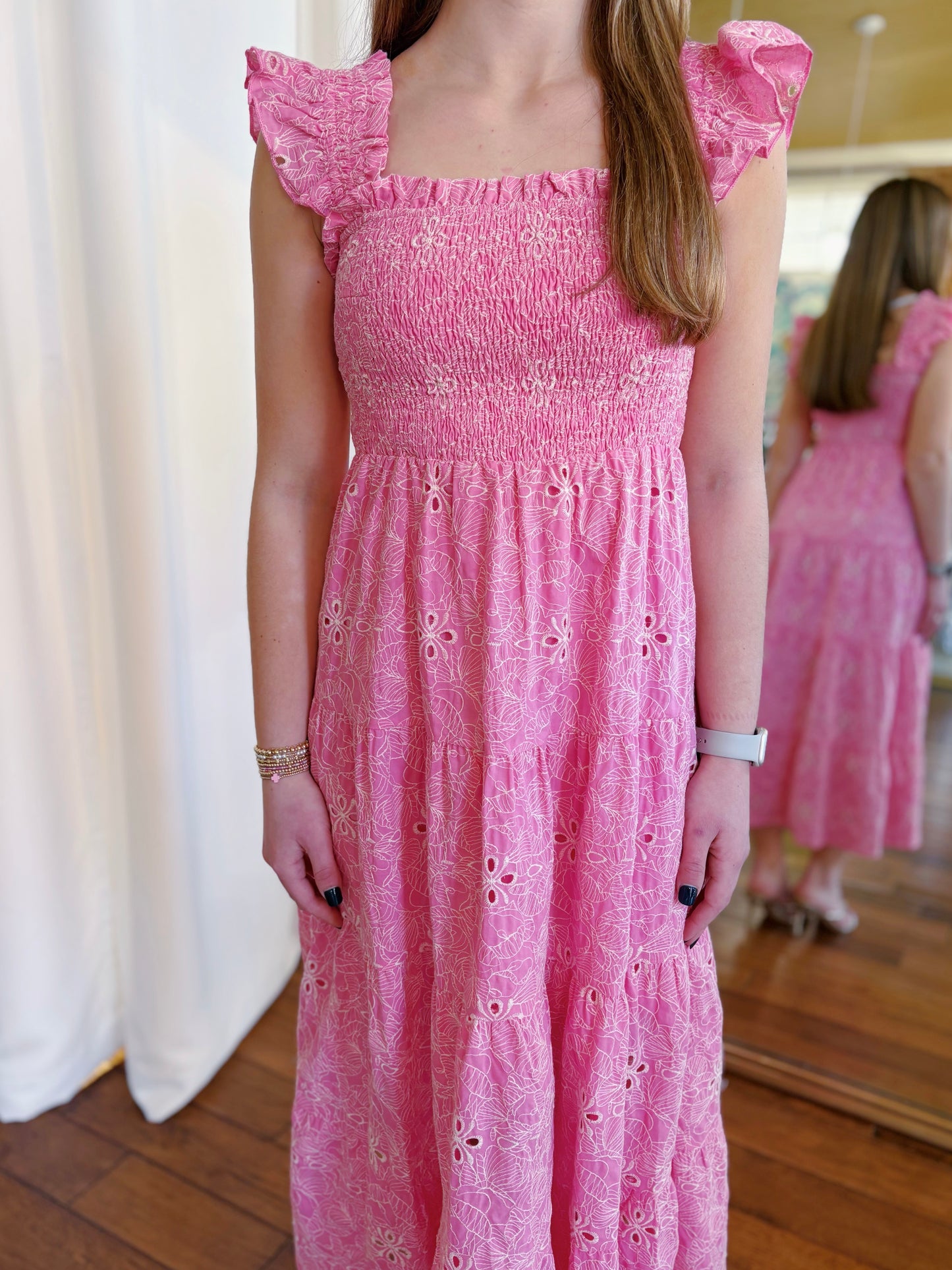 FLAMINGO PINK MIDI DRESS