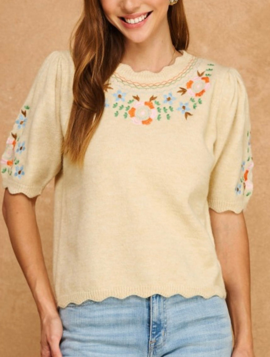 CALLIE SWEATER TOP- OATMEAL