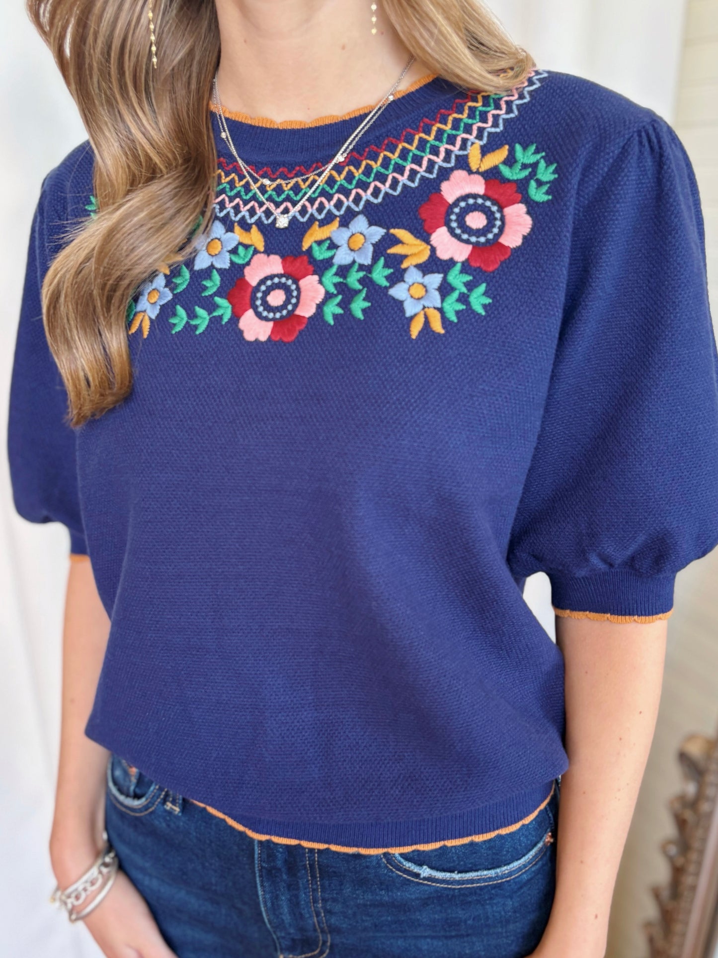 NINA SWEATER TOP- NAVY