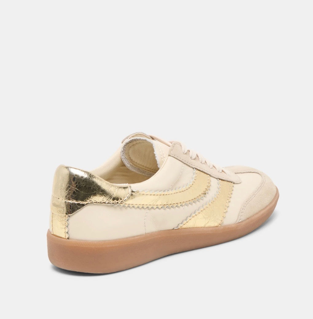 DOLCE VITA MERIT SNEAKERS- WHITE/GOLD LEATHER