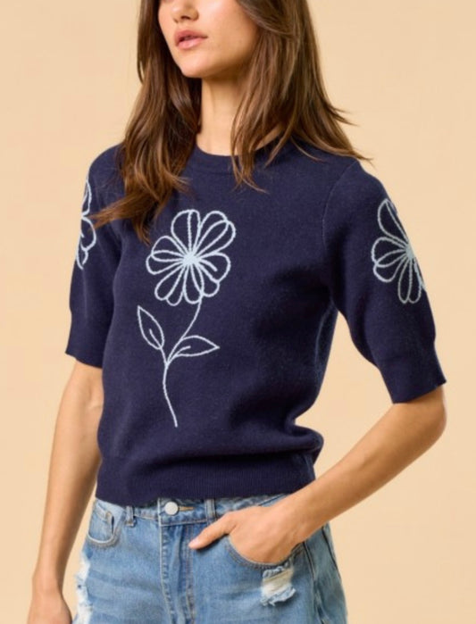 PERRIN SWEATER TOP- NAVY
