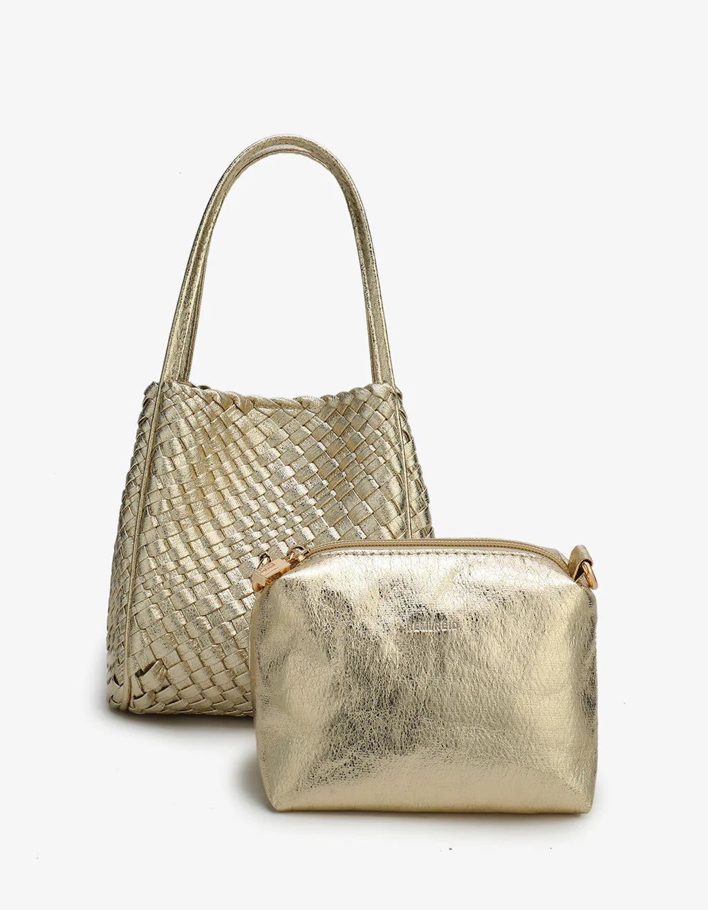 HOLLACE WOVEN MINI TOTE- HI SHINE PLATINUM