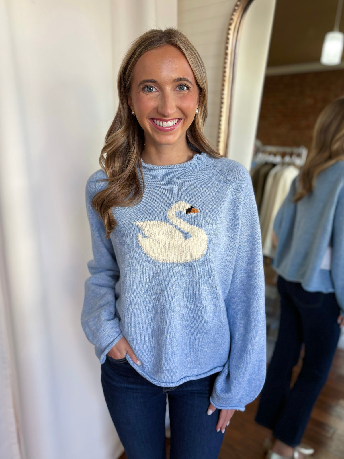 SWAN SWEATER- LIGHT BLUE