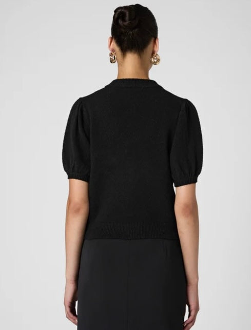 FRENCH CONNECTION VHARI CARDIGAN TOP- BLACK