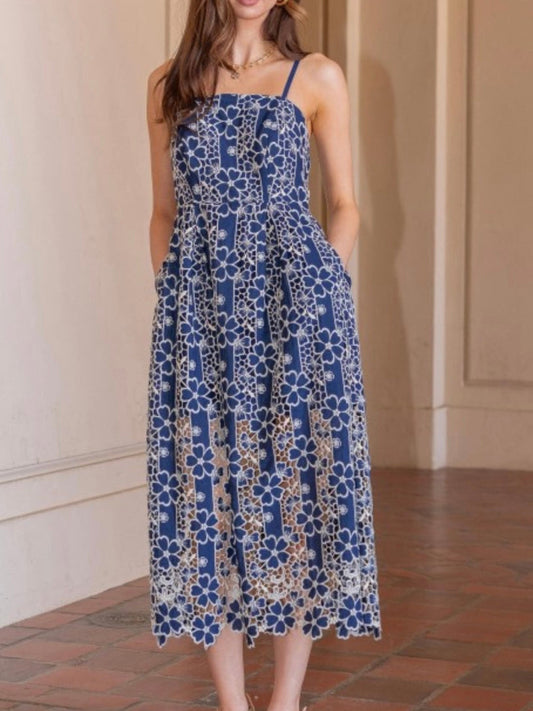 ESTELLE MIDI DRESS- NAVY