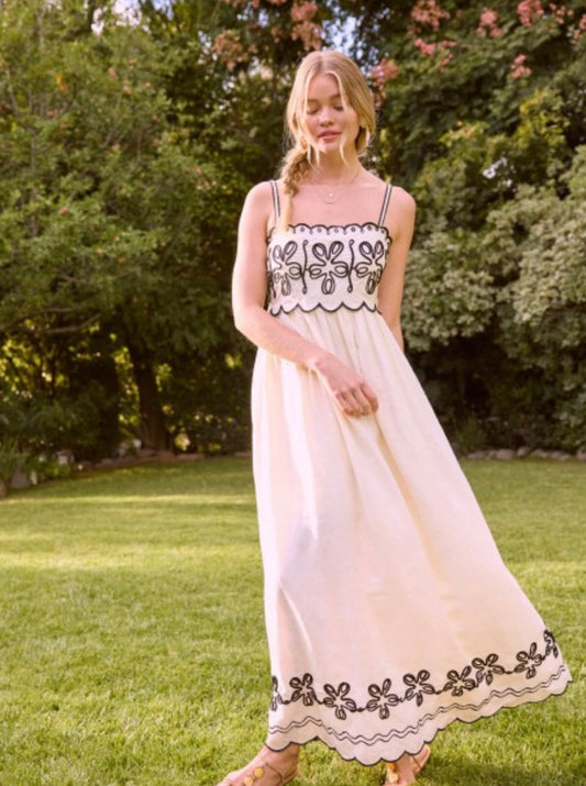 ASHLEY DRESS- CREAM/BLACK