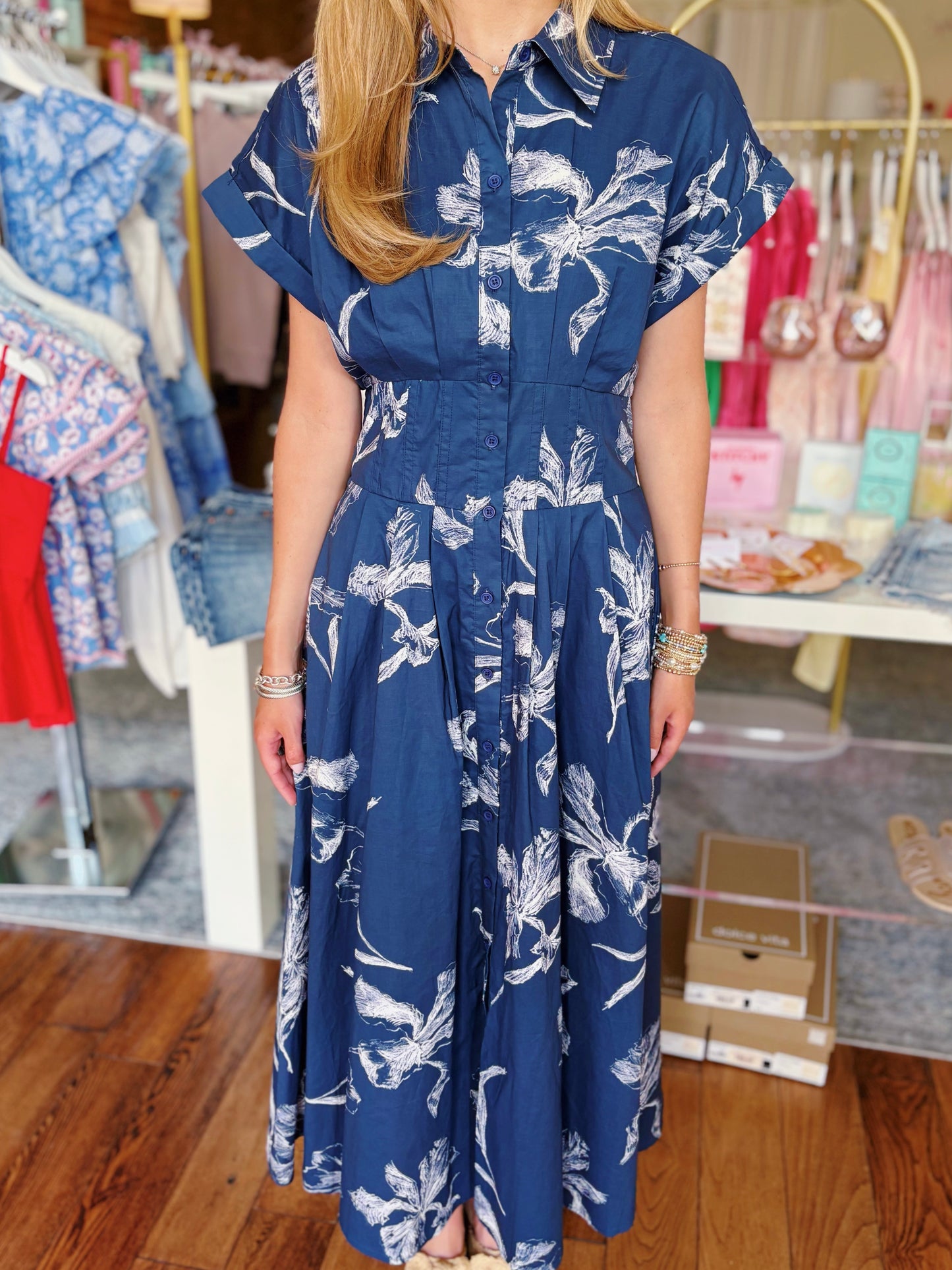 CHANNING DRESS- NAVY