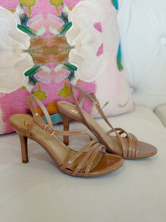 CHELSEA HEELS- TAUPE PATENT