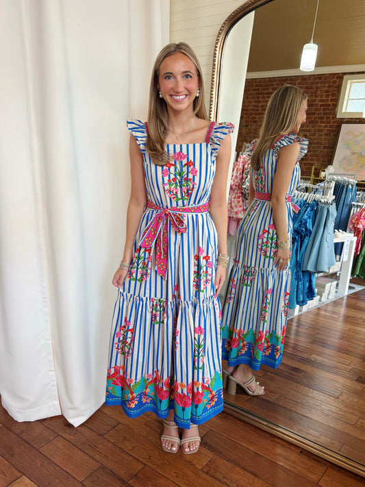 MAUDE VIVANTE ELSIE DRESS- STRIPED GARDEN