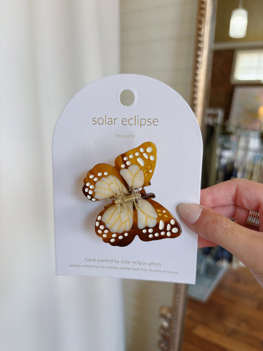 MINI BOHO MONARCH CLAW CLIP- BROWN