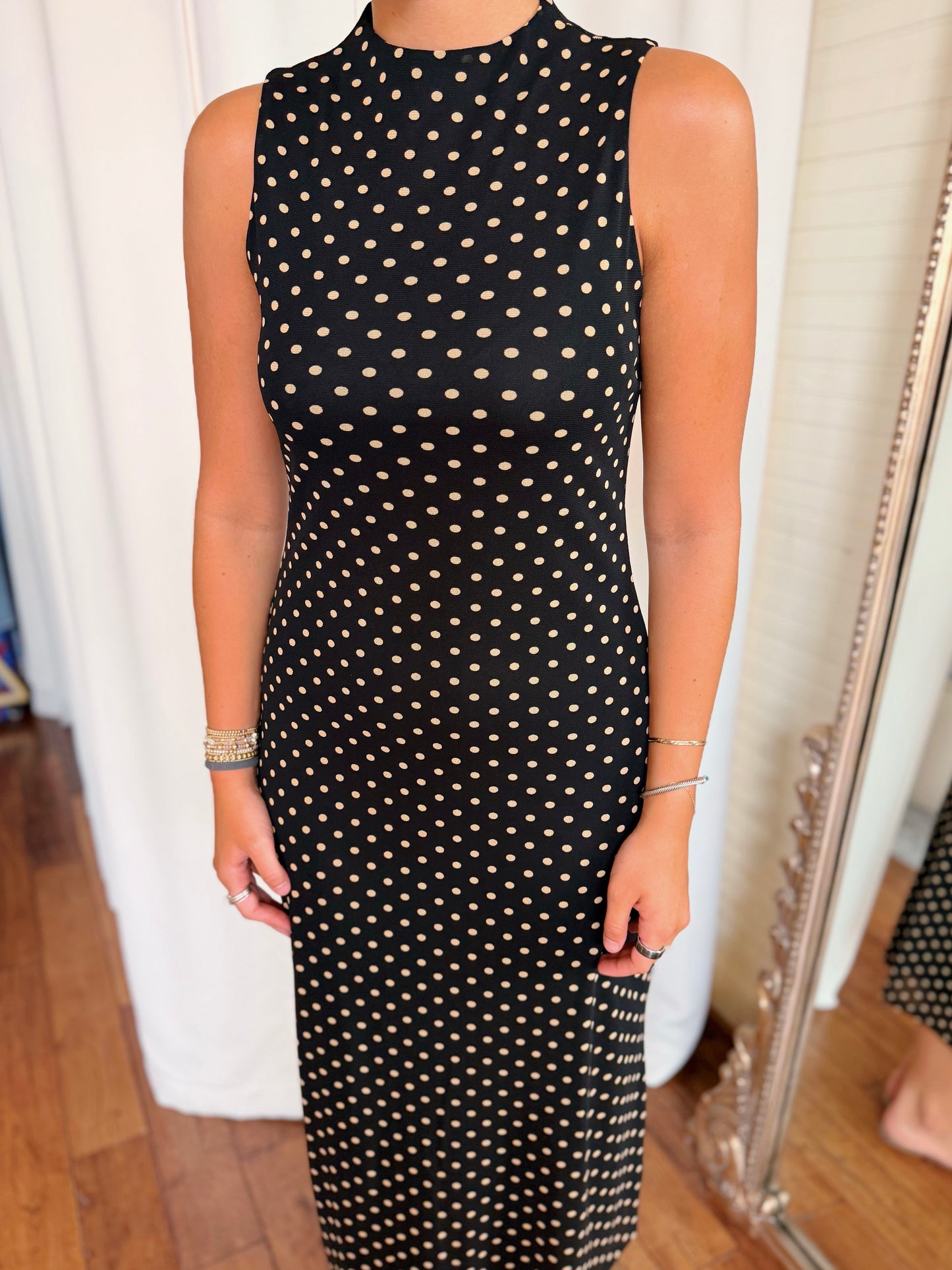 HALLIE MESH DRESS- BLACK/NATURAL