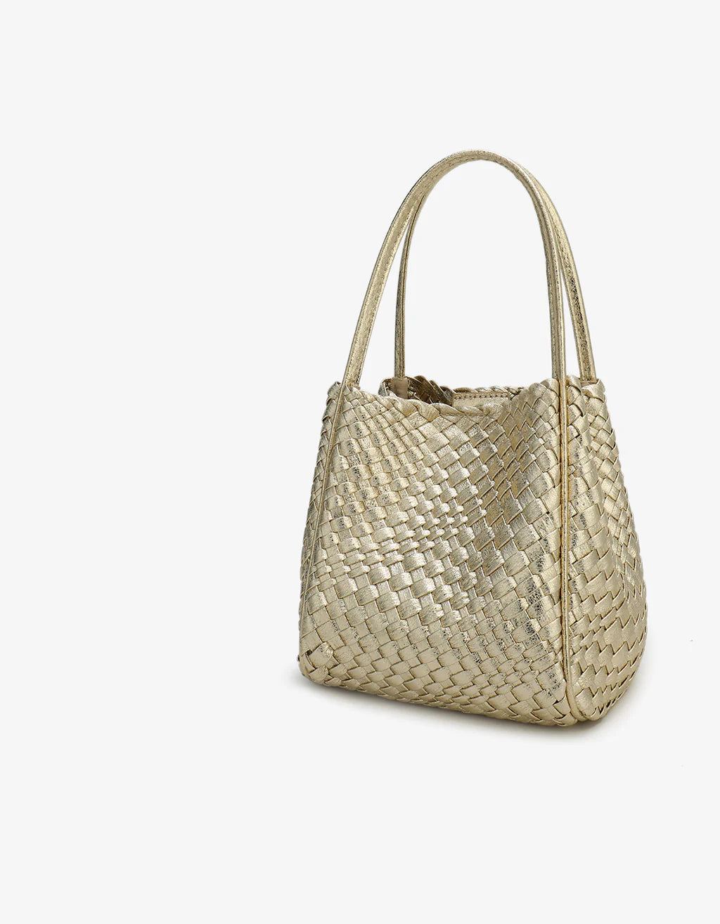 HOLLACE WOVEN MINI TOTE- HI SHINE PLATINUM