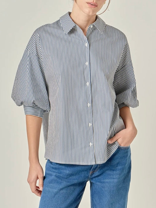 JANE SHIRT- NAVY/WHITE