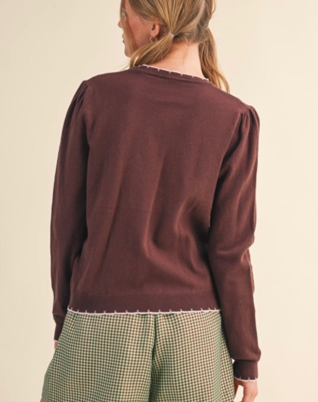 PRESLEY SWEATER TOP- CHOCOLATE