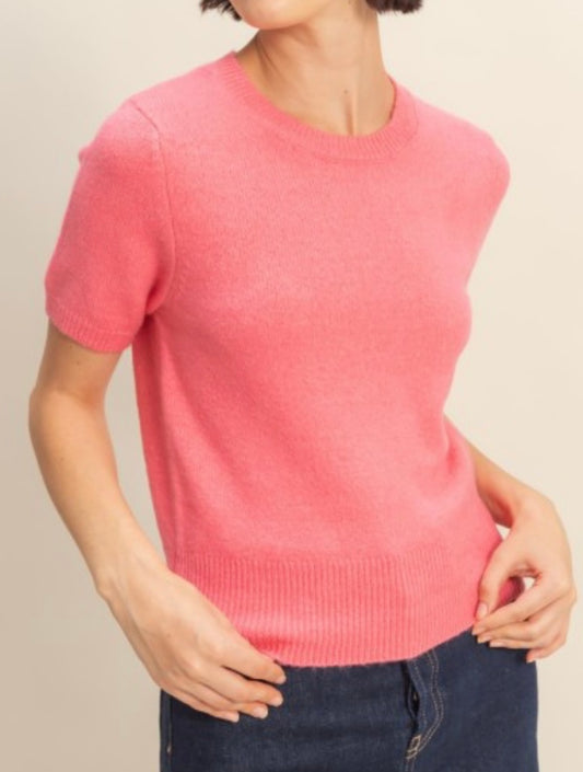 STELLA SWEATER TOP- TAFFY PINK
