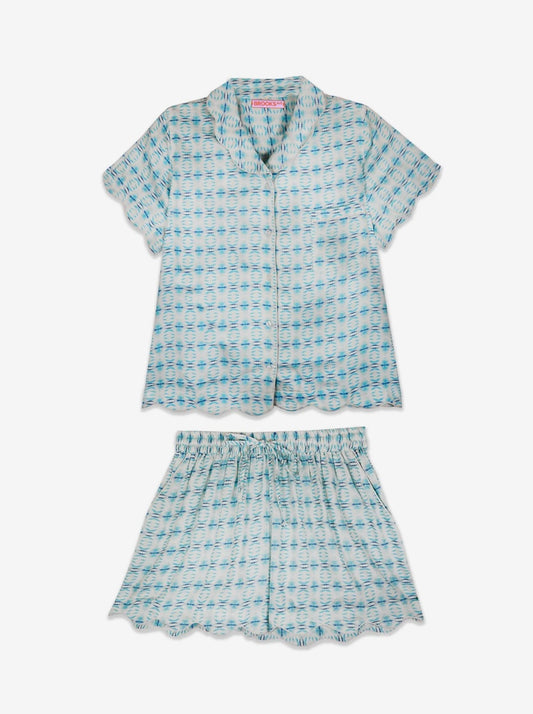 SCALLOPED PAJAMA SET SHORT- CAMERON BLUE