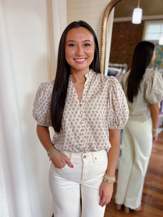 SAVANNAH FLORAL TOP- CREAM