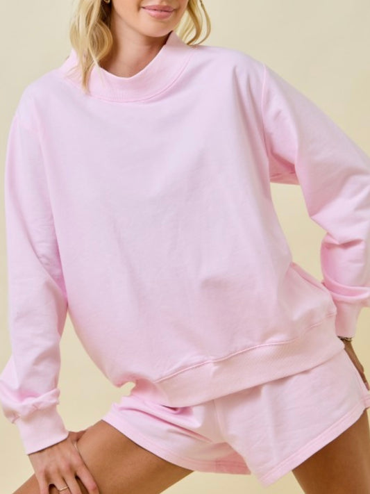 BABY PINK MOCK NECK SWEATSHIRT