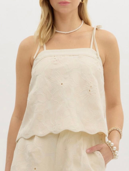 JENNIFER SHOULDER TIE TOP- CREAM