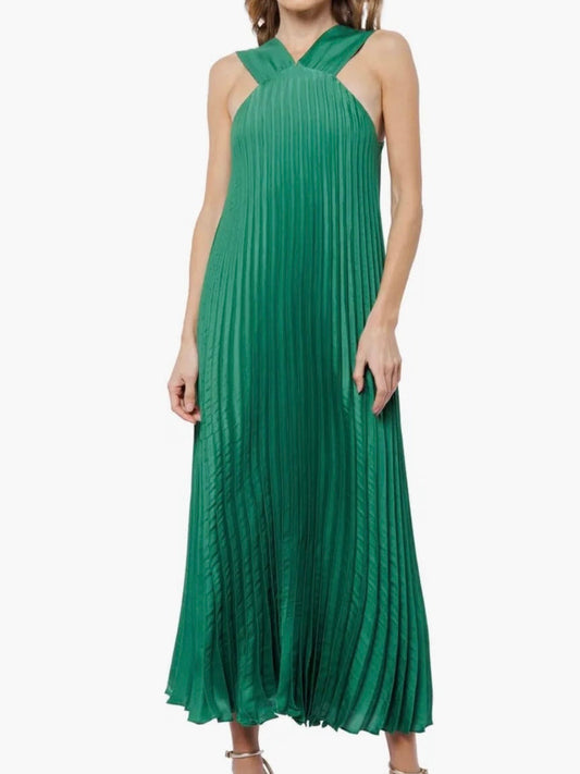 MELLISA PLEATED SATIN DRESS