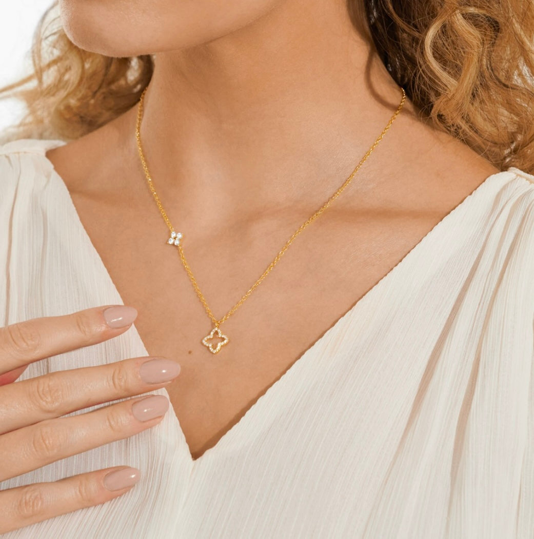 STYLE STORIES PAVE CLOVER NECKLACE