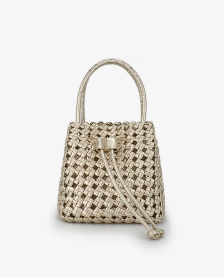 PERRIE BUCKET BAG- HI SHINE PLATINUM