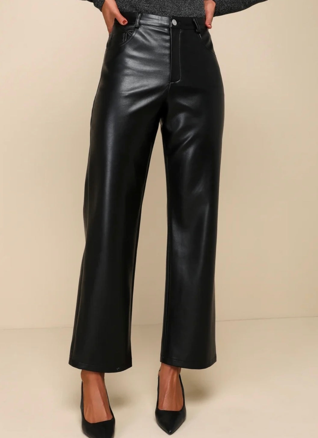 SLEEK VIBE BLACK VEGAN LEATHER PANTS