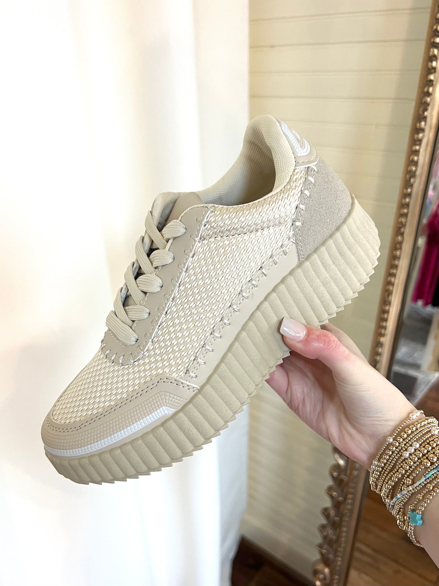 SPIRITED MESH SNEAKER CREAM