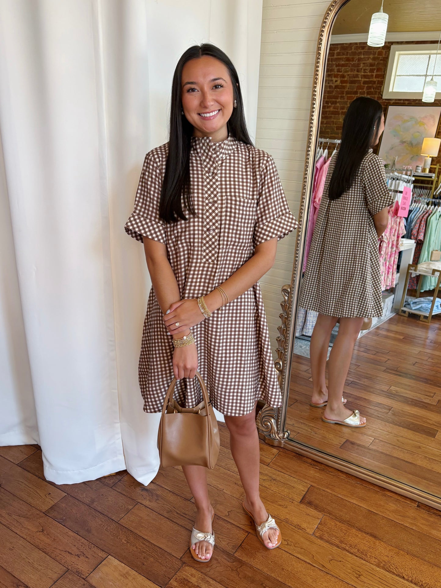 ANNA KATE MINI DRESS- BROWN