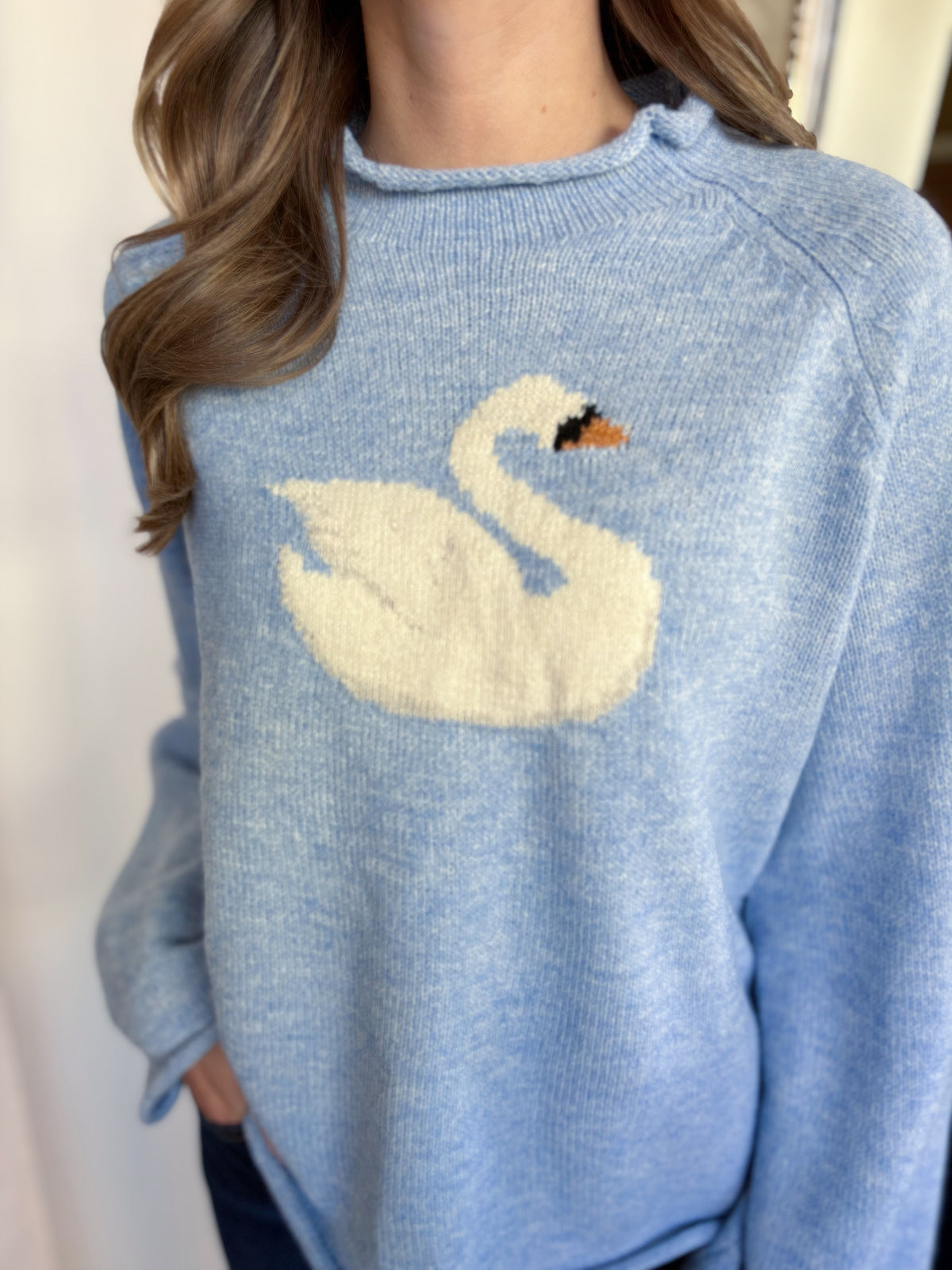 SWAN SWEATER- LIGHT BLUE