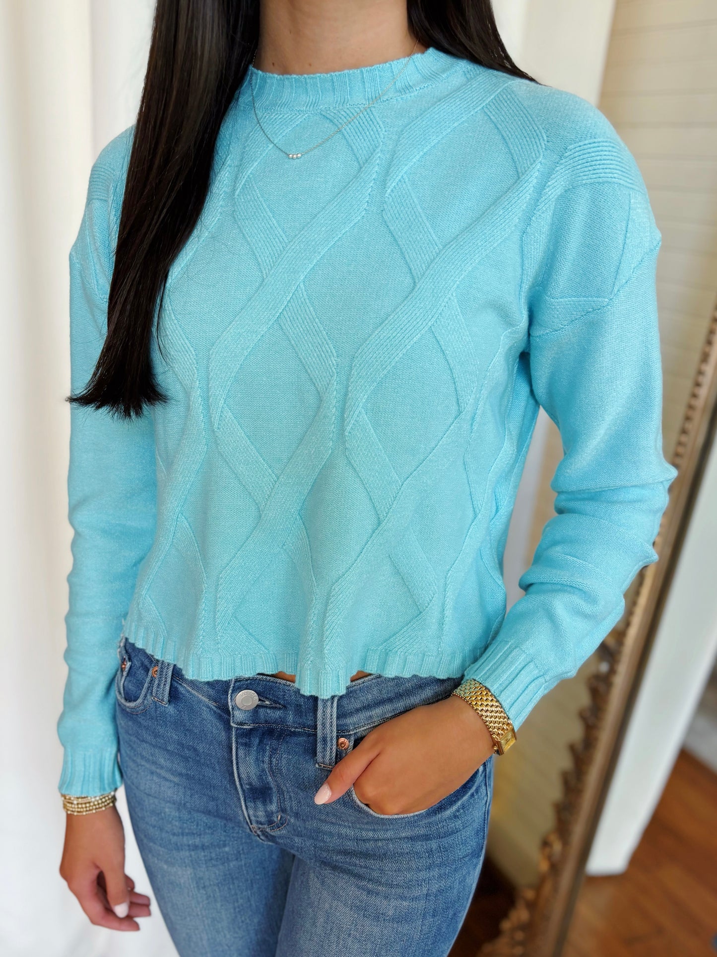 CLEMENTS SWEATER- CYAN