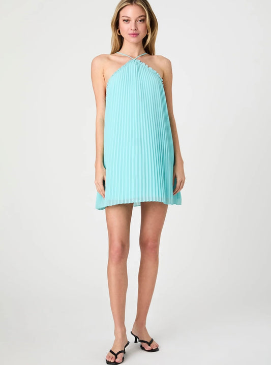 FRENCH CONNECTION SUNBURST DRESS- PASTEL TURQUOISE