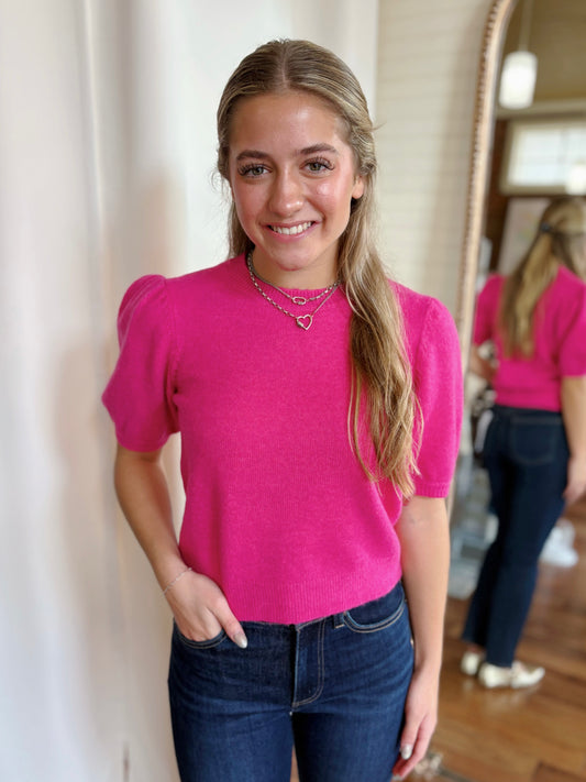 FRENCH CONNECTION YULIA SWEATER TOP- CHERRY ROSE