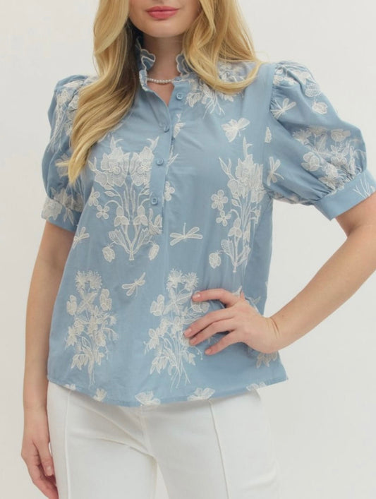 MARLOWE TOP- LIGHT BLUE