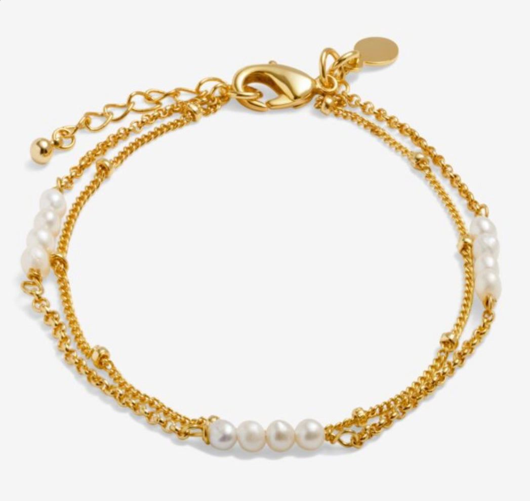 LOVED BY YOU/DOUBLE LAYERED PEARL CHAIN BRACELET