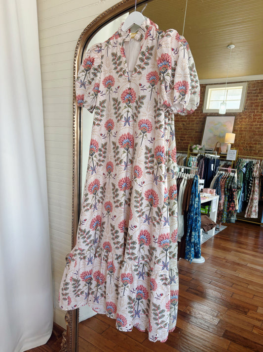 STEWART MIDI DRESS- ECRU FLORAL