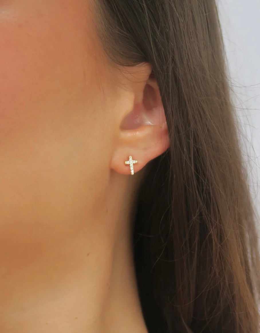 MICRO PAVE CZ CROSS STUDS