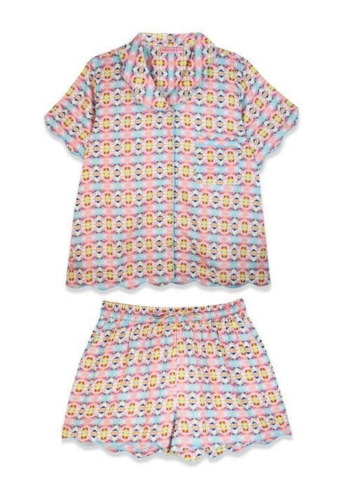 SCALLOPED PAJAMA SET SHORT- SUMNER PINK