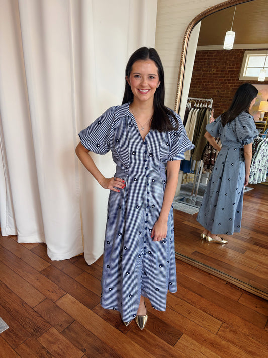 ELISE MIDI DRESS- NAVY