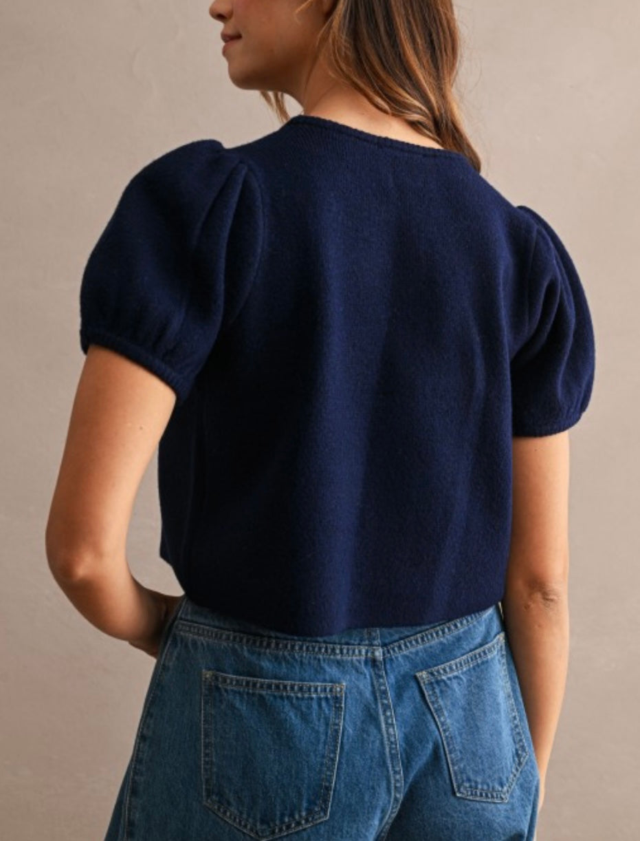 TORI SWEATER TOP- NAVY