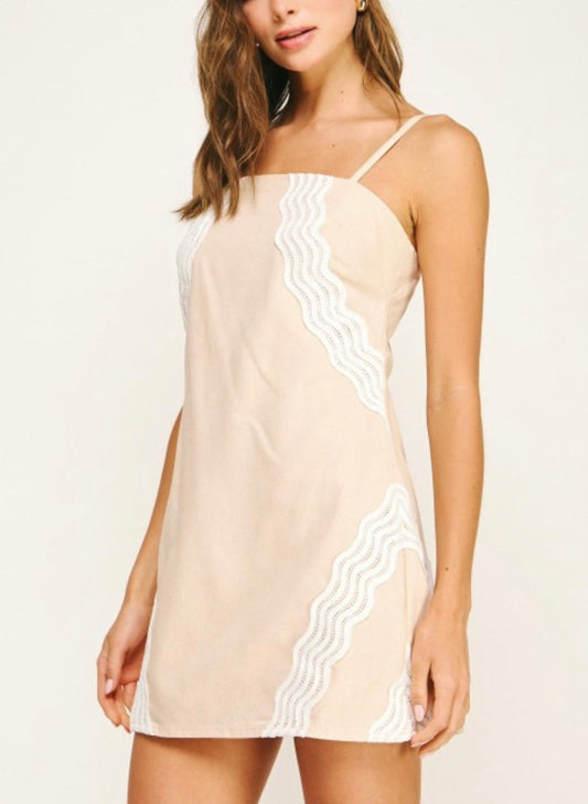 MCKENZIE MINI DRESS- OATMEAL/WHITE