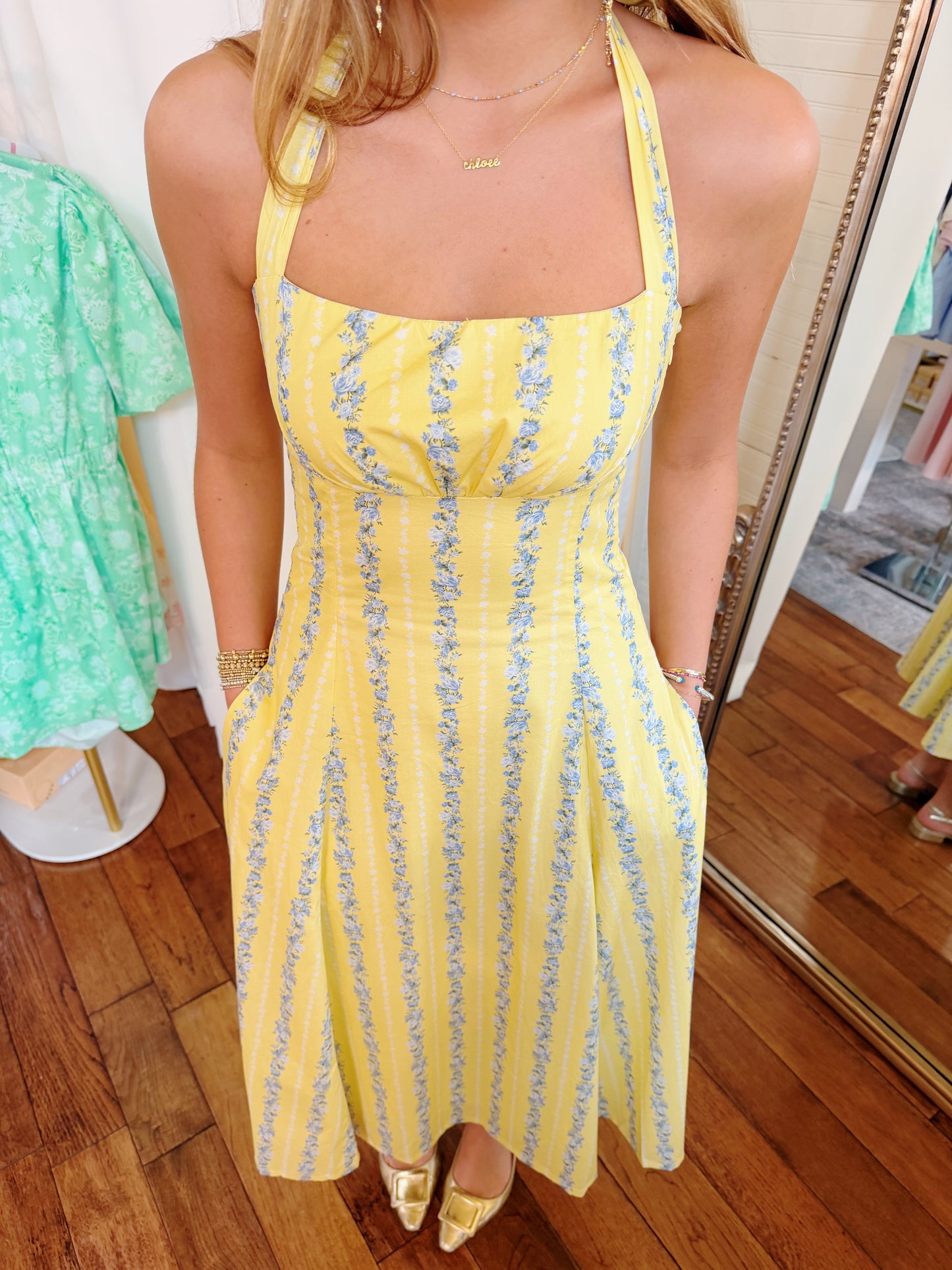 SIMS MIDI DRESS- YELLOW