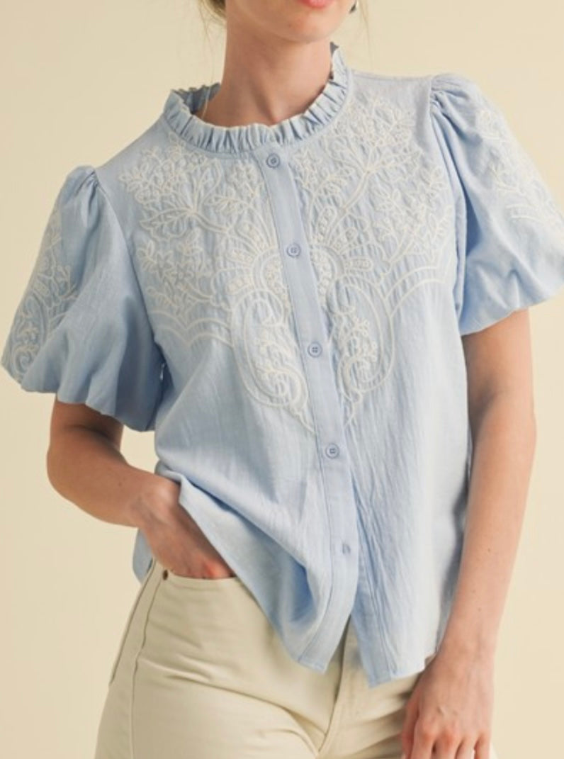 CAMPBELL TOP- LIGHT BLUE