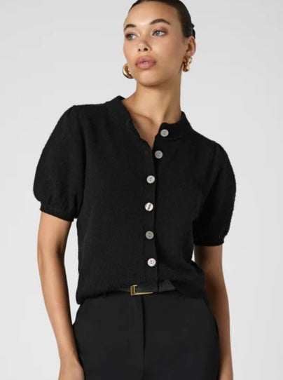 FRENCH CONNECTION VHARI CARDIGAN TOP- BLACK