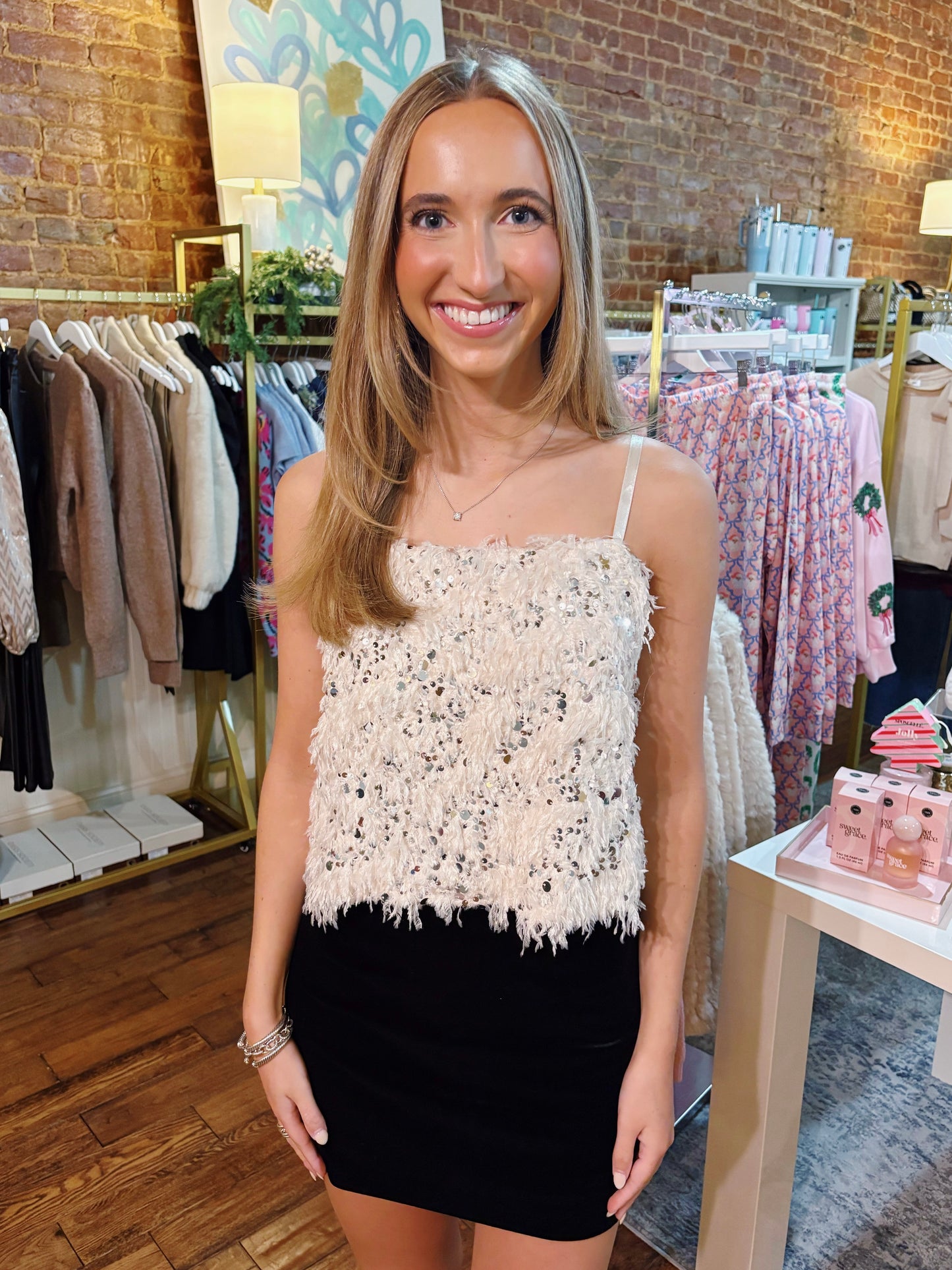 BLAKELYN FEATHER TOP- IVORY